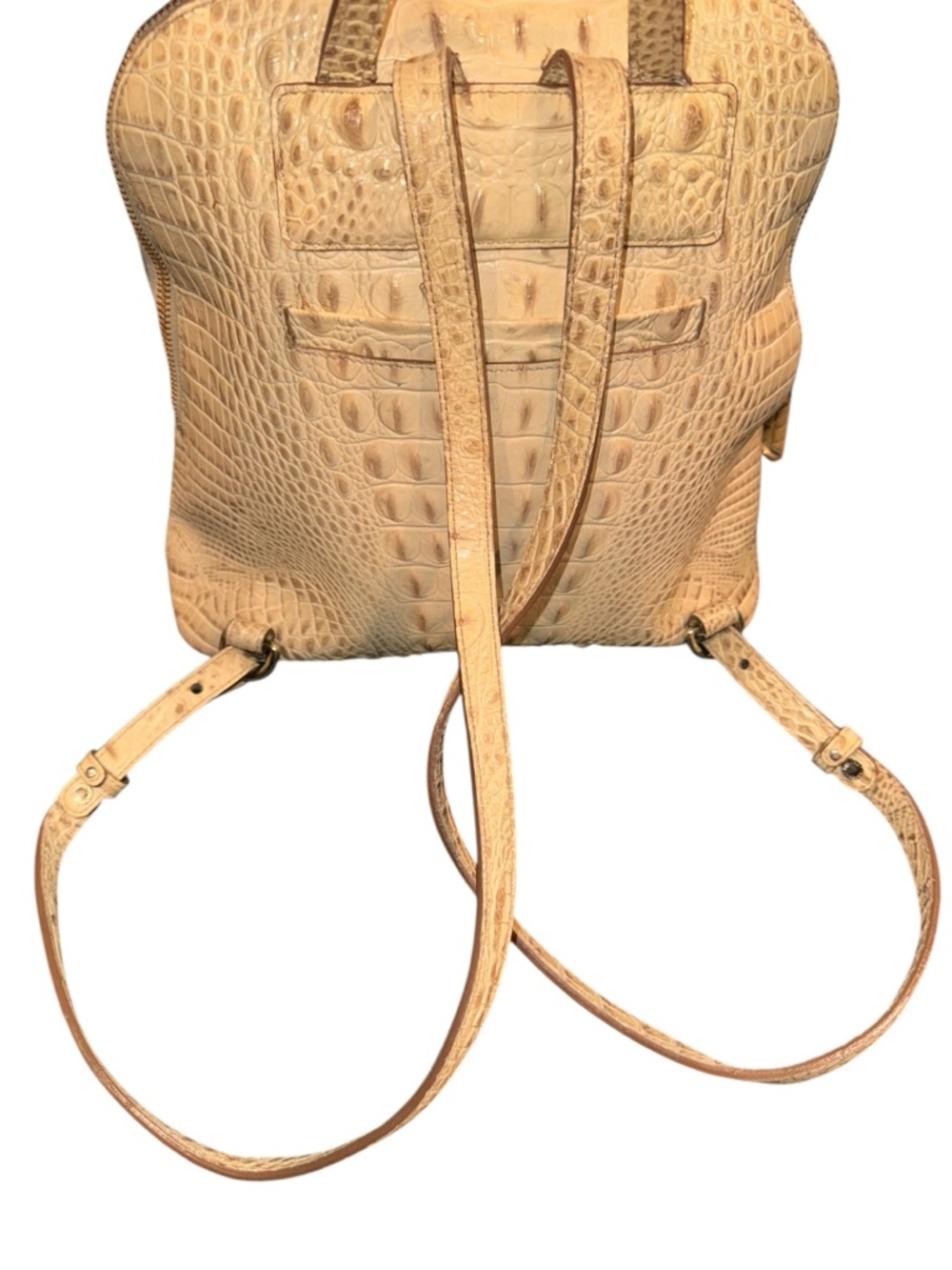 Brahmin Cream Croc-Embossed Leather Backpack with Gold Hardware - Picture 6 of 10